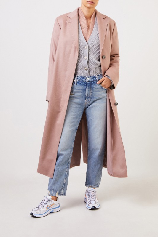 Agnona Langer Cashmere-Mantel mit Gürtel Rosé