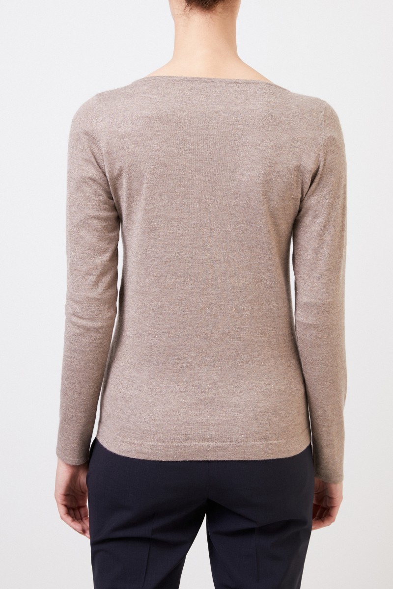 Brunello Cucinelli Cashmere-Pullover mit Lurexdetails Beige