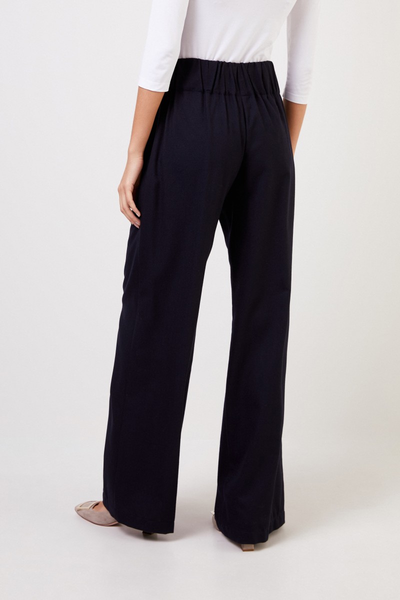 Aspesi Woll-Hose mit weitem Bein Marineblau