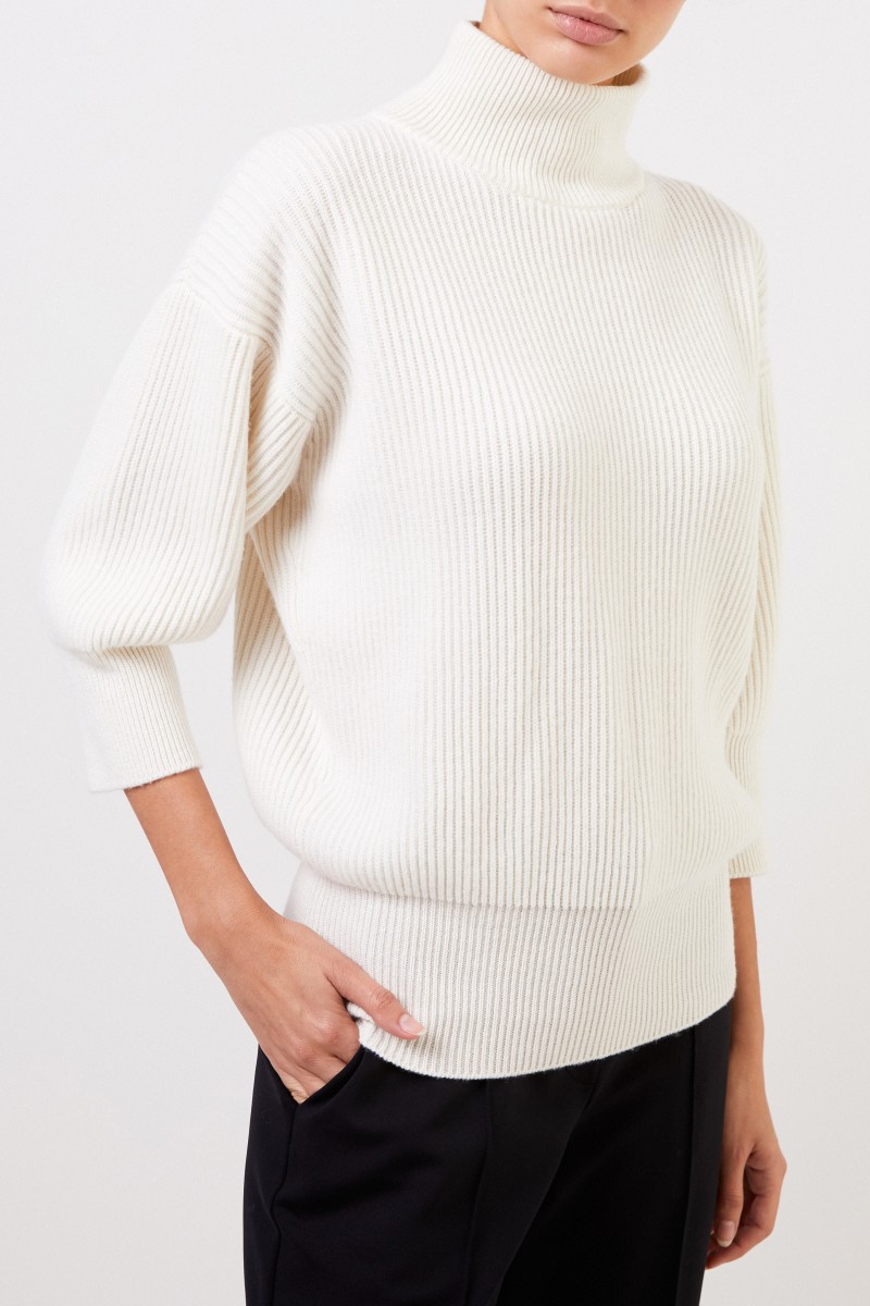 Agnona Cashmere-Pullover Crème