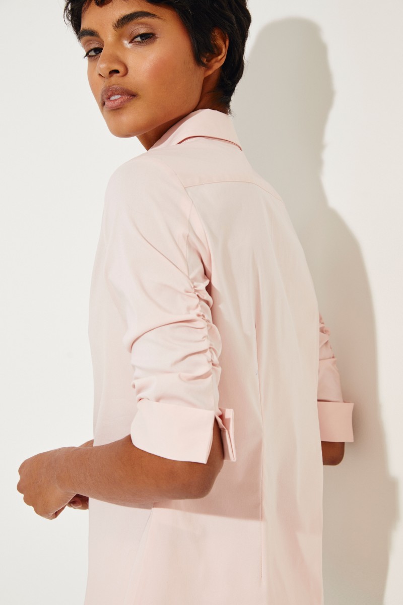 Bluse mit Raffungen Rosé