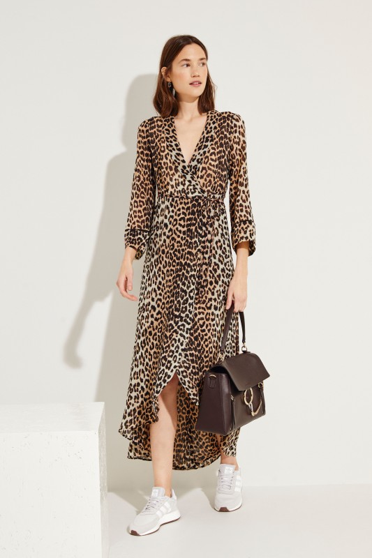 Wickelkleid mit Leopardenmuster 'Printed Georgette' Multi