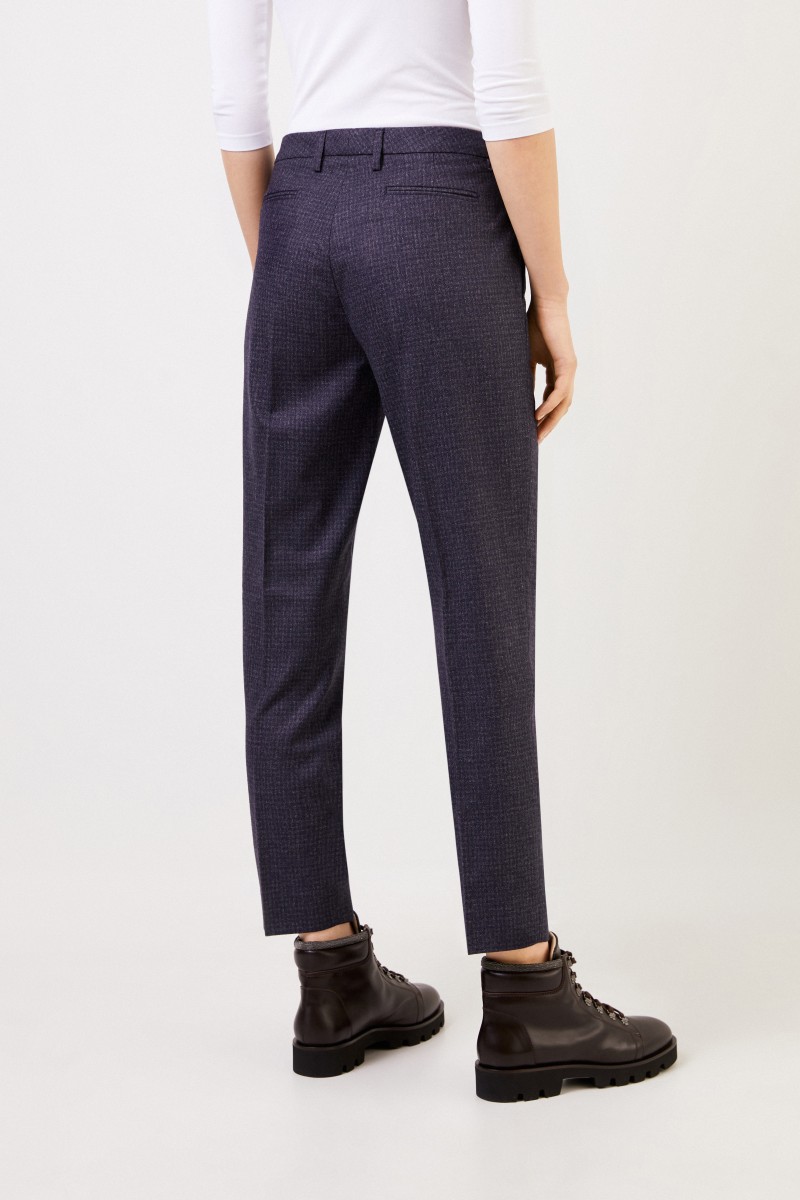 Fabiana Filippi Woll-Hose mit Glencheck Dunkelblau/Grau