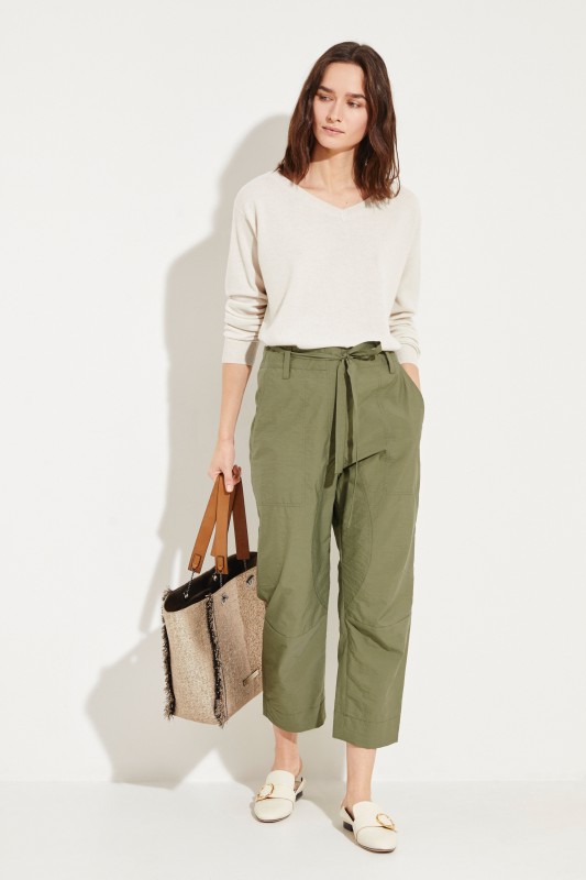 Baumwoll-Hose mit Gürtel Grün