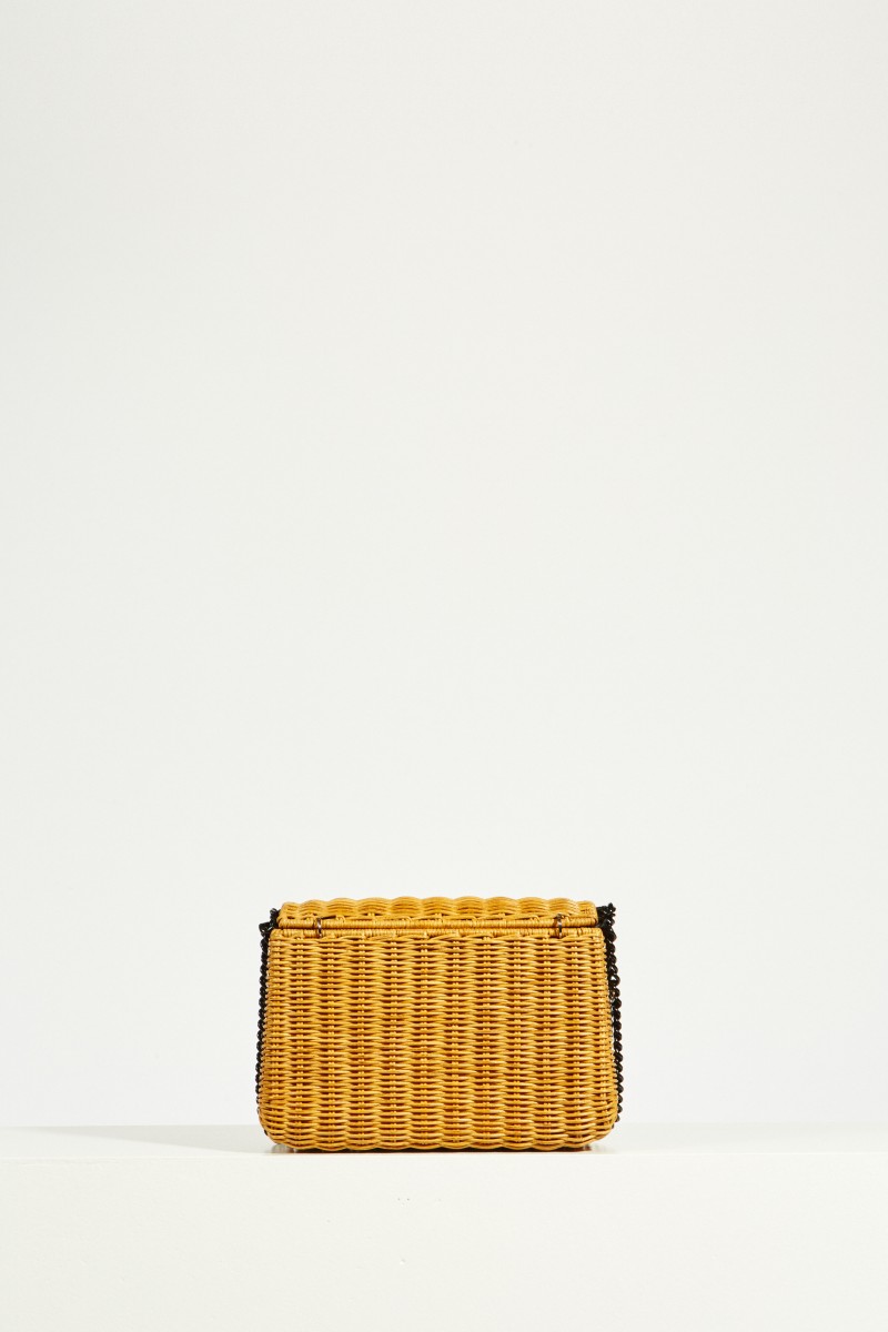 Umhängetasche 'Falabella Wicker' Senfgelb/Schwarz