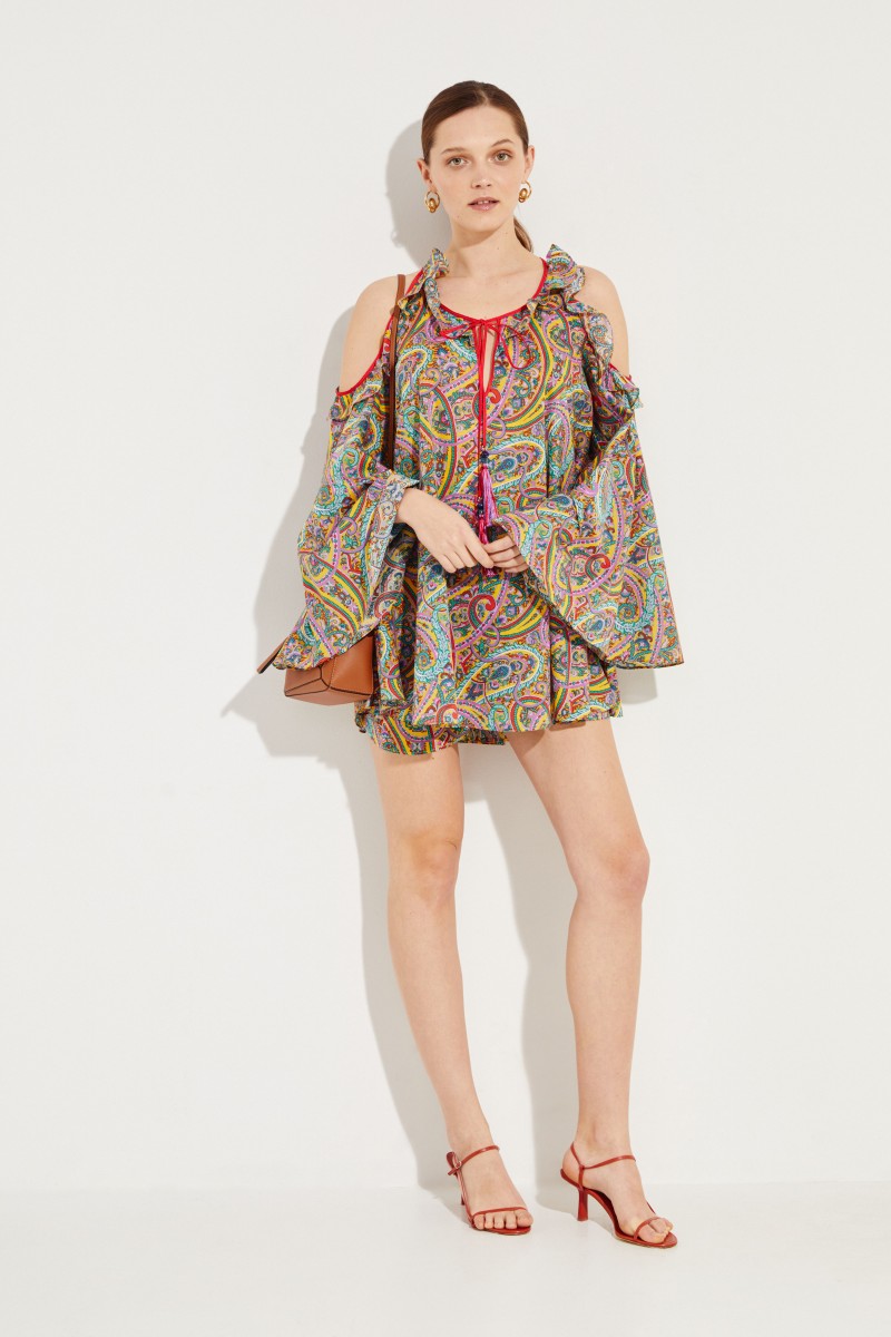 Baumwoll-Bluse mit Cut-Outs Multi