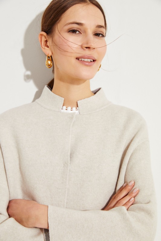 Doubleface Wende-Mantel Beige/Grau