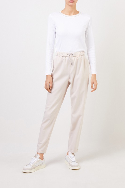 Fabiana Filippi Baumwoll-Longsleeve mit Perlenverzierung Weiß