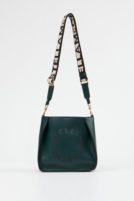 Stella McCartney Mini-Schultertasche mit Logo-Riemen Dunkelgrün