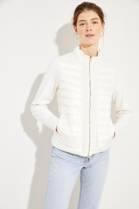 Daunen-Strickjacke Crèmeweiß