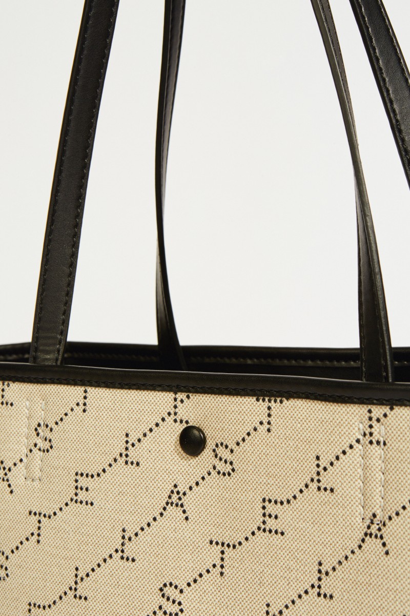 Tote Bag mit Monogramm Sand/Schwarz