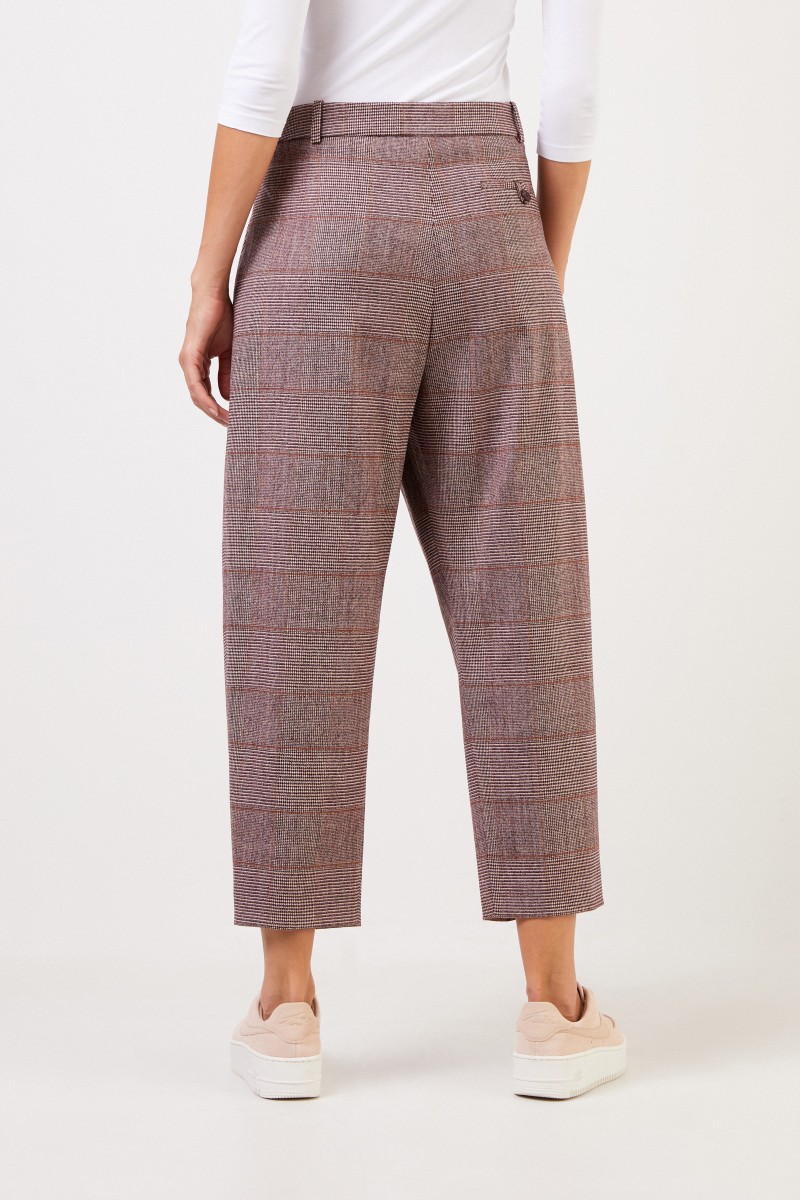 Stella McCartney Woll-Bundfaltenhose mit Glencheck Bordeaux