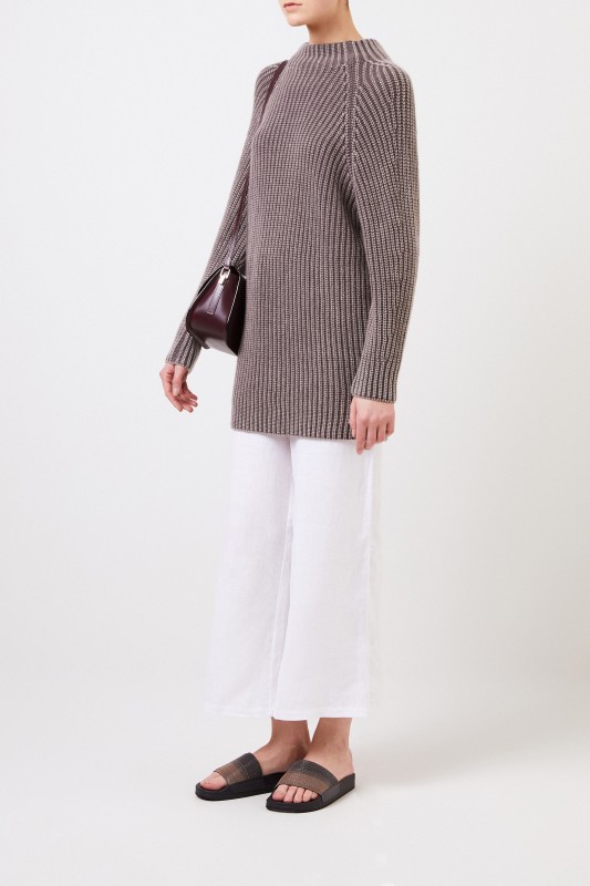 Iris von Arnim Langer Cashmere-Pullover 'Famke' Braun