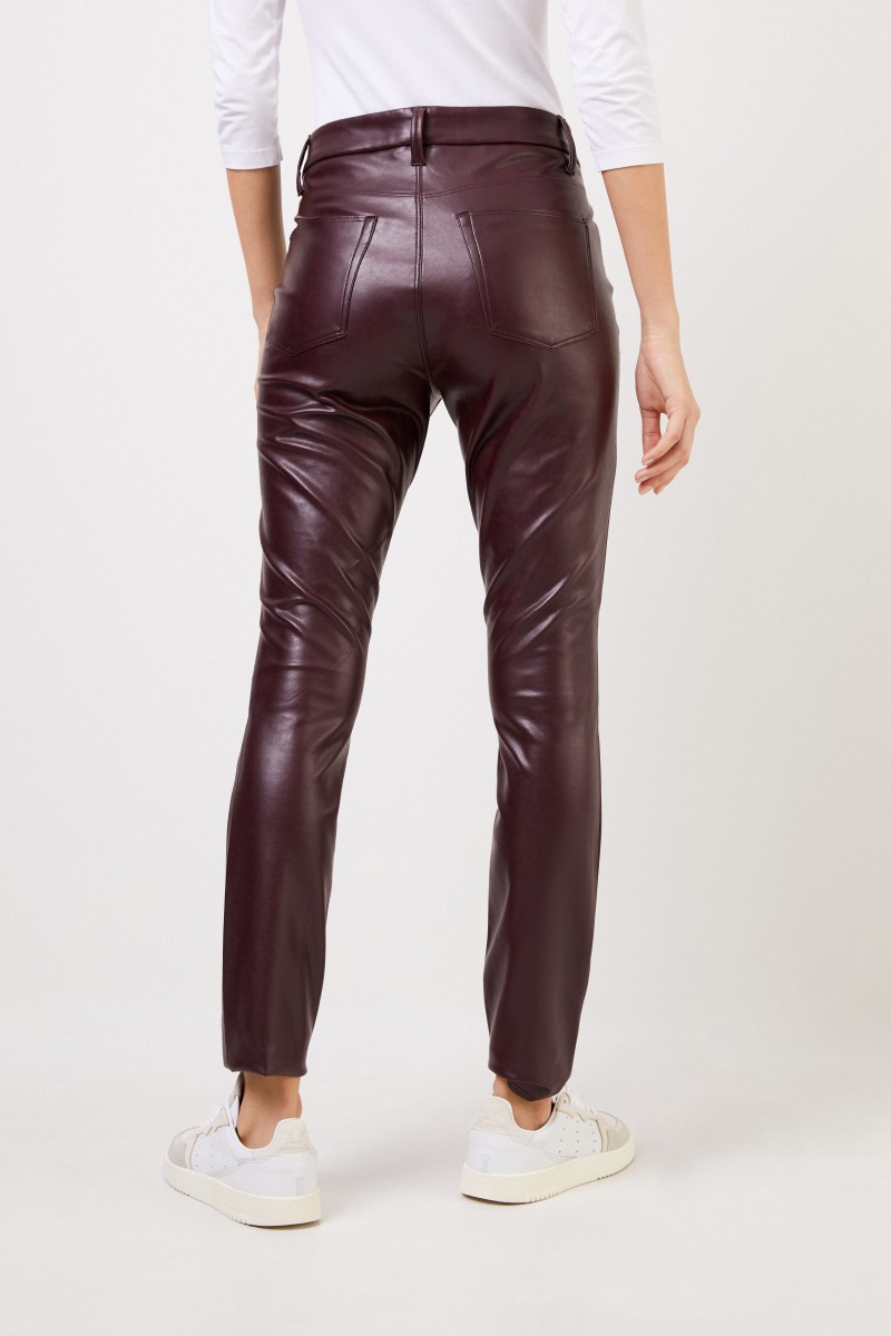 Cambio Classic leather trousers 'Ray' Bordeaux