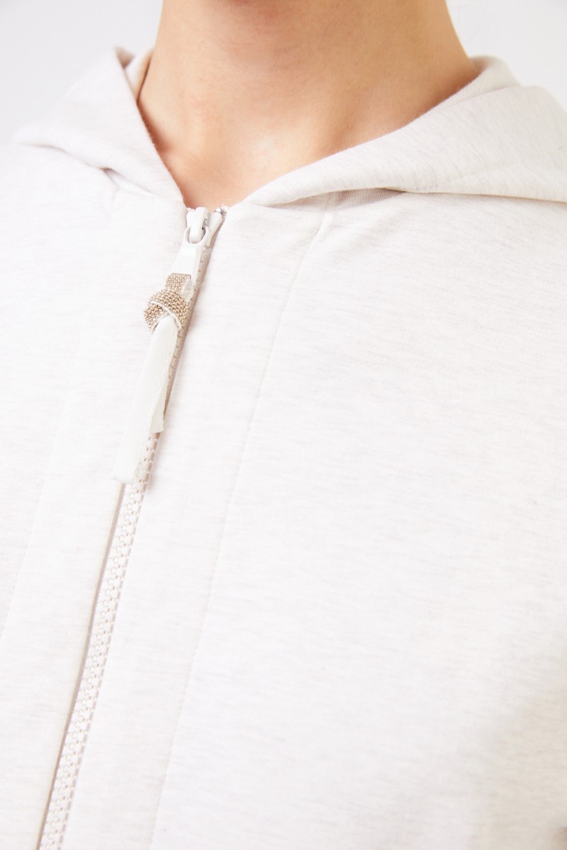 Brunello Cucinelli Baumwoll-Jacke mit Kapuze Beige