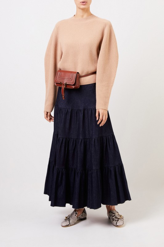Chloé Ausgestellter Jeansrock Blau