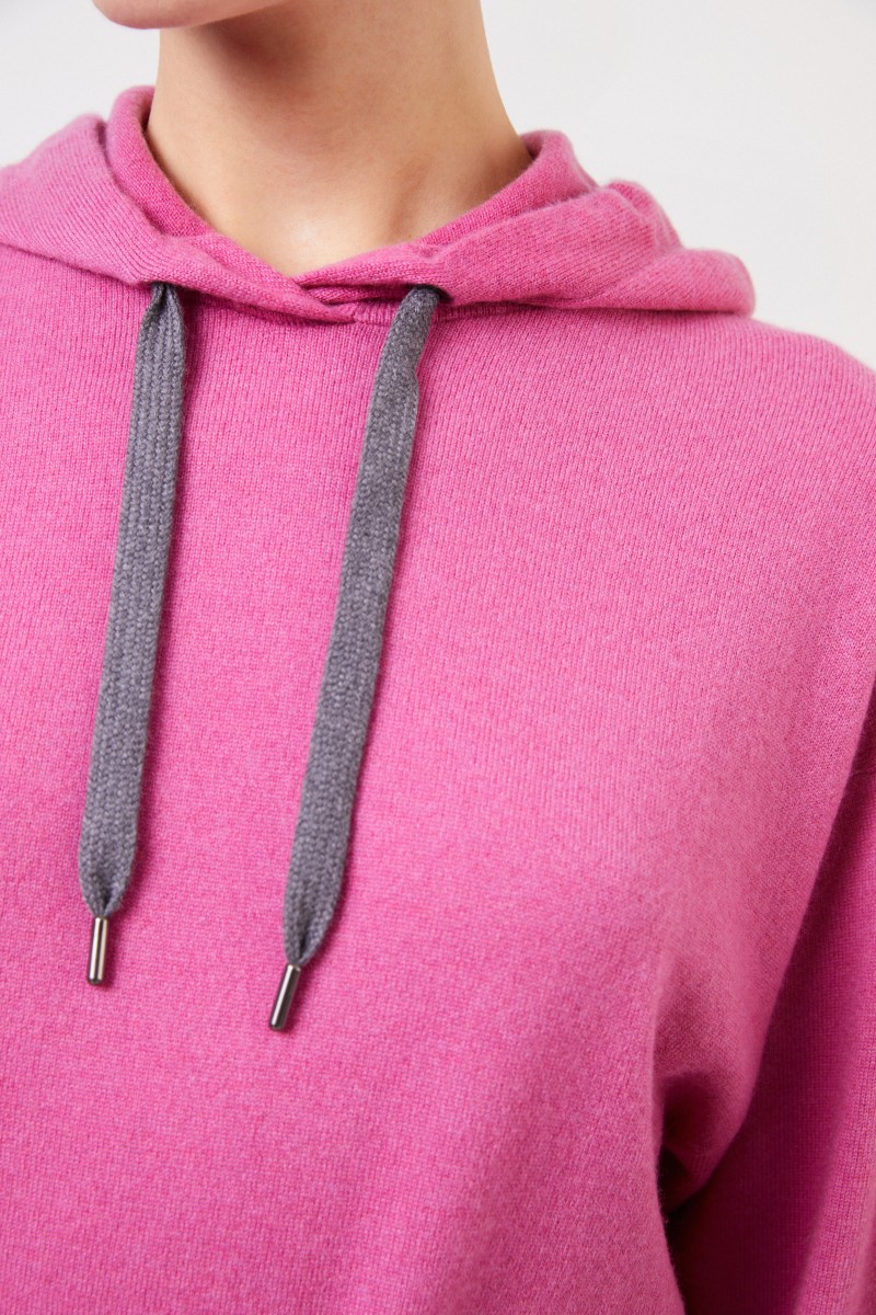 Brunello Cucinelli Cashmere-Pullover mit Kapuze Pink