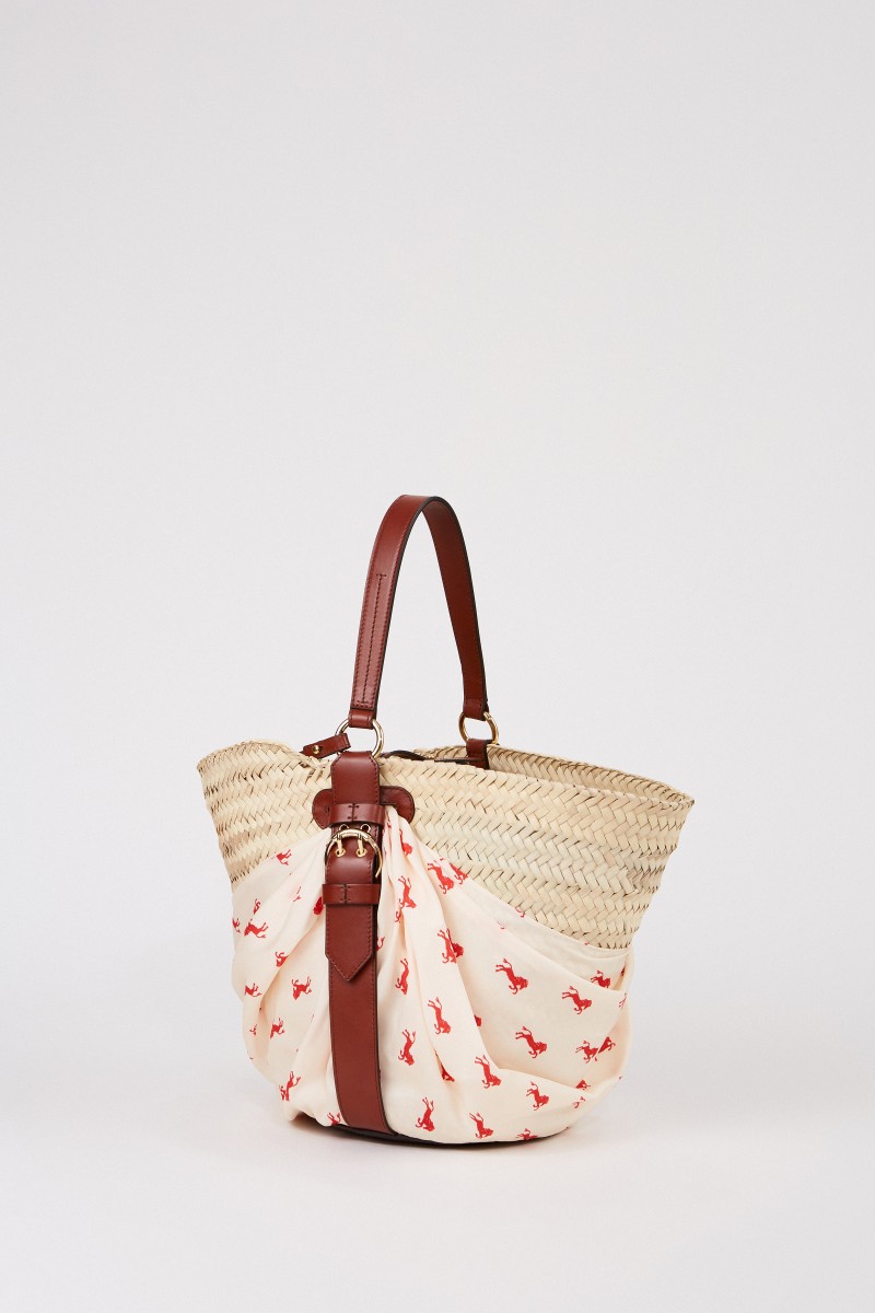 Korb-Tasche mit Tuch-Detail Multi