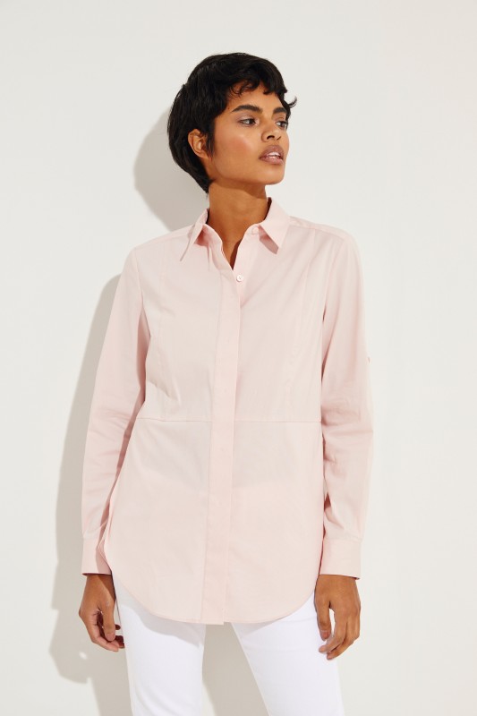 Bluse mit Ziernähten Rosé