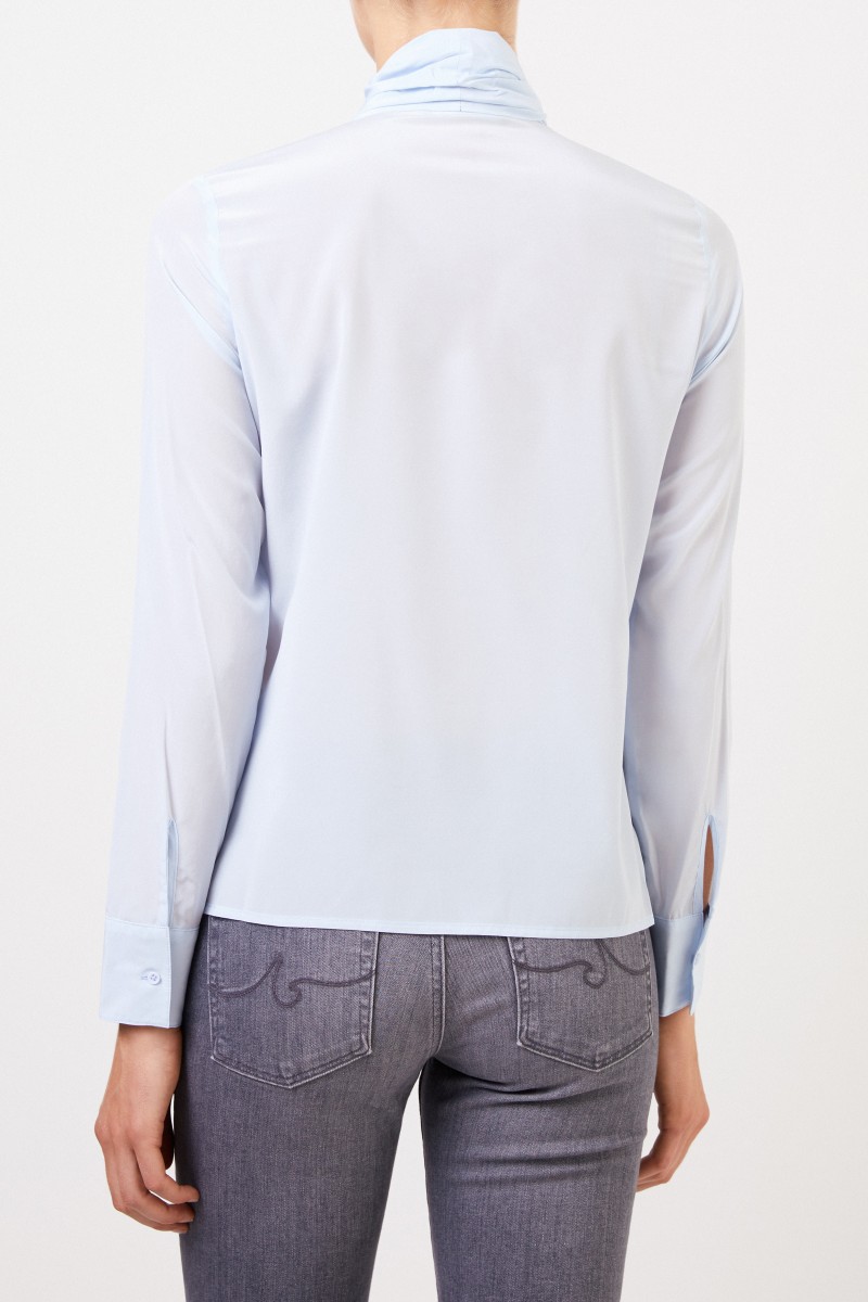 Steffen Schraut Seidenbluse mit abnehmbarem Bindedetail Hellblau