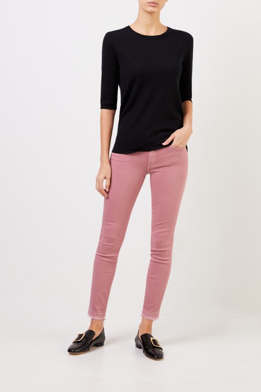 Kurzarm Cashmere-Pullover 'Lyv' Schwarz