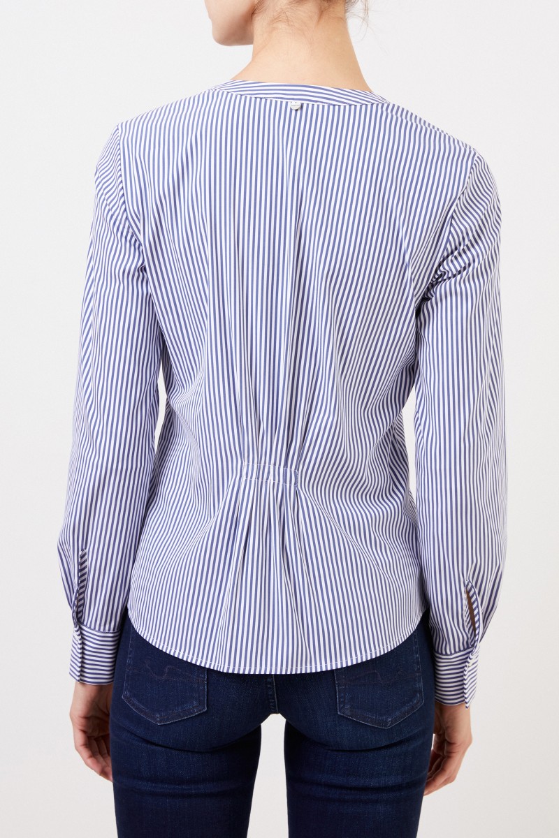 Louis and Mia Taillierte Baumwoll-Bluse mit Streifen Blau/Weiß