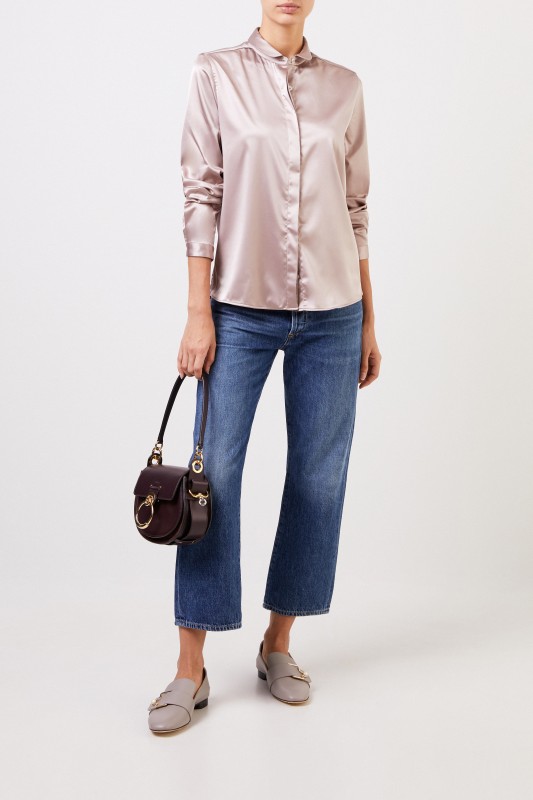 Robert Friedman Bluse 'Asias' mit leichtem Glanz Taupe