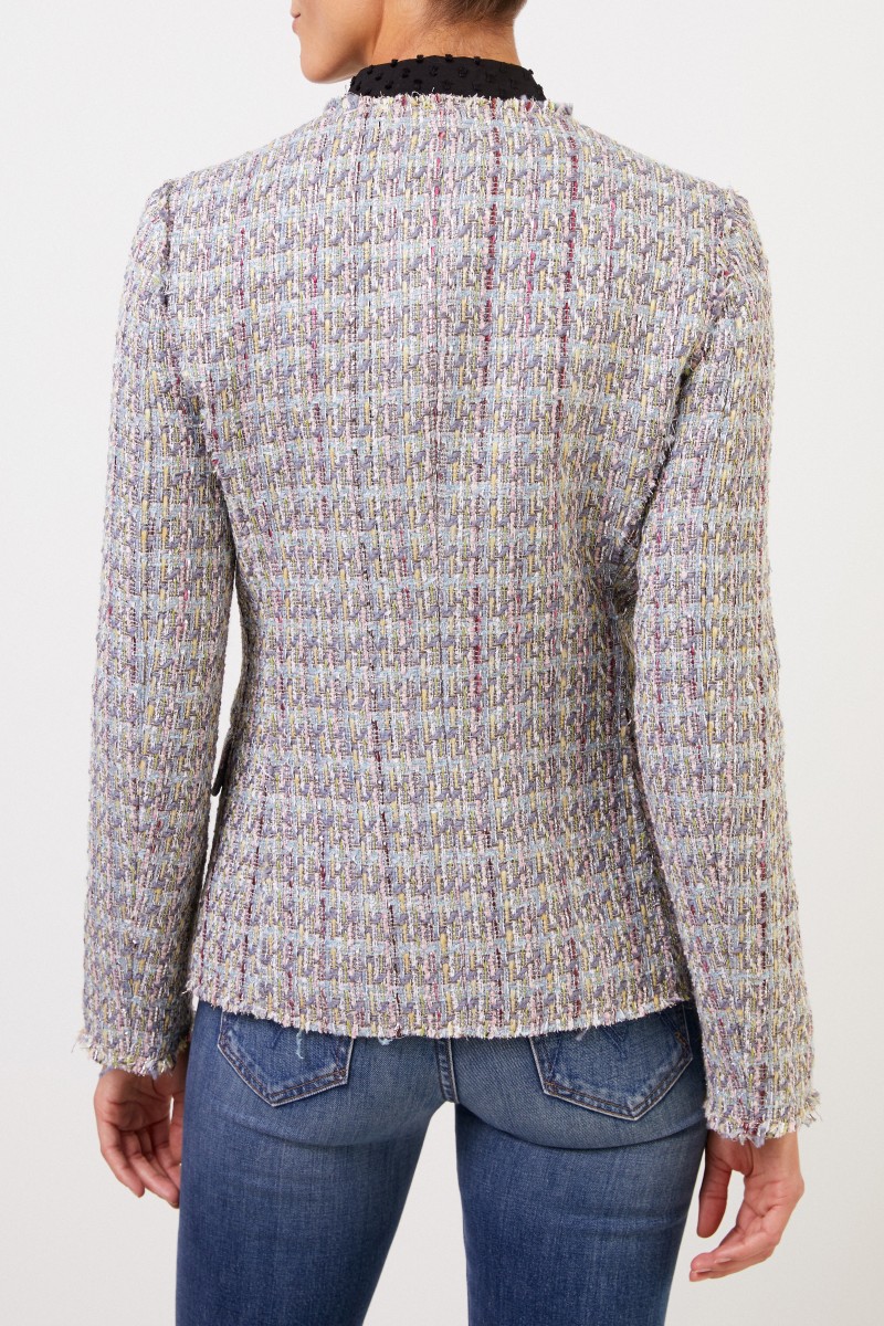 Brock Collection Tweed-Blazer mit Knopfdetails Hellblau/Multi