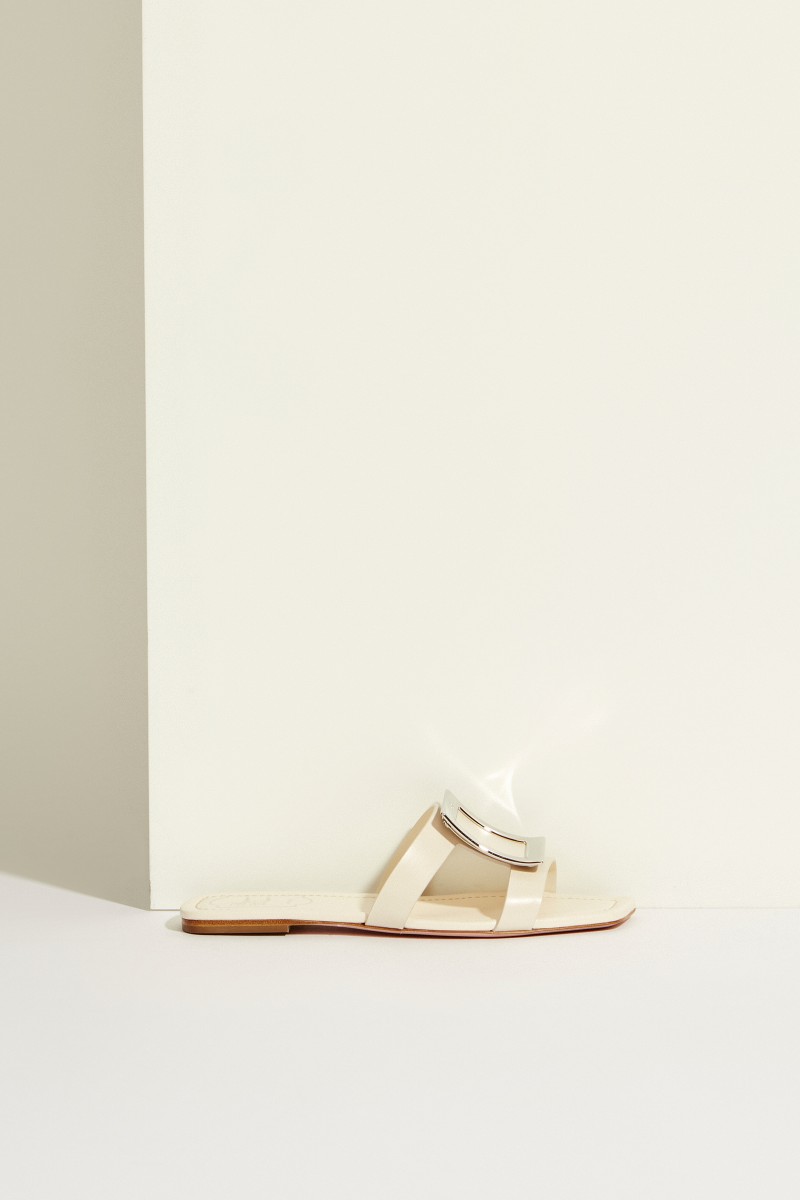 Leder-Mules 'Bikiviv' mit Schnalle Weiß