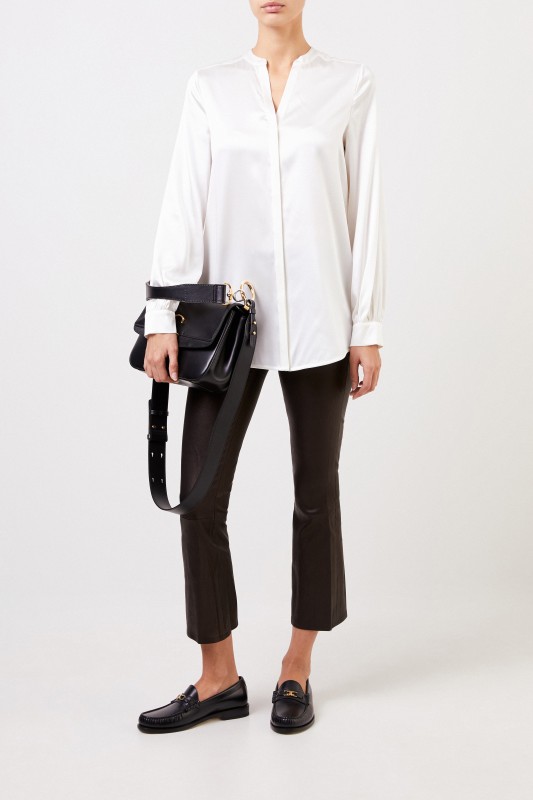 Steffen Schraut Seidenbluse mit Detail Ecru