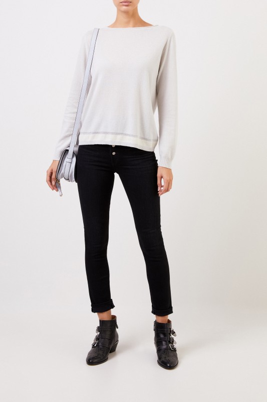 Fabiana Filippi Basic Pullover mit Lurex-Detail Sand