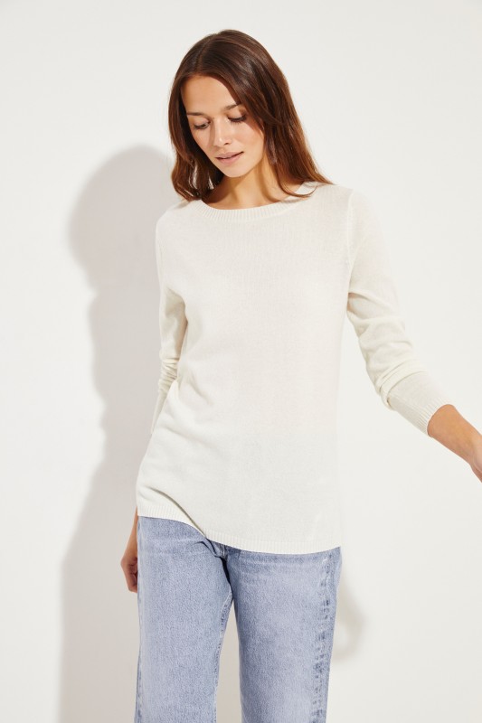 Klassischer Cashmere-Pullover Crème