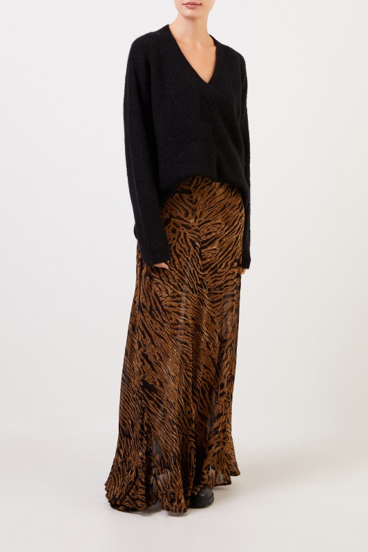 Ganni Alpaca-Pullover mit V-Neck Schwarz