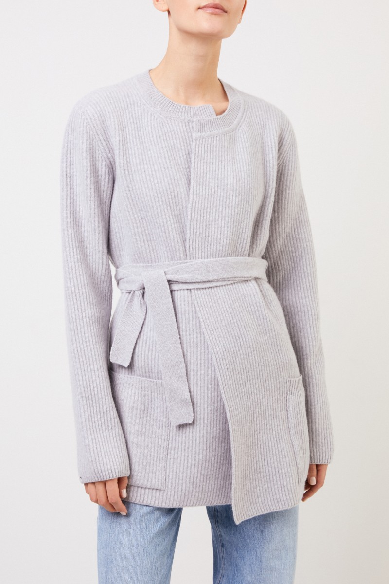 Brock Collection Woll-Cashmere-Cardigan mit Gürtel Grau