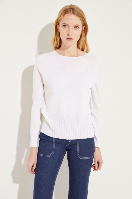 Woll-Cashmere-Pullover Weiß
