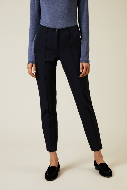 Schmale Stretch-Hose 'Ros' Marineblau