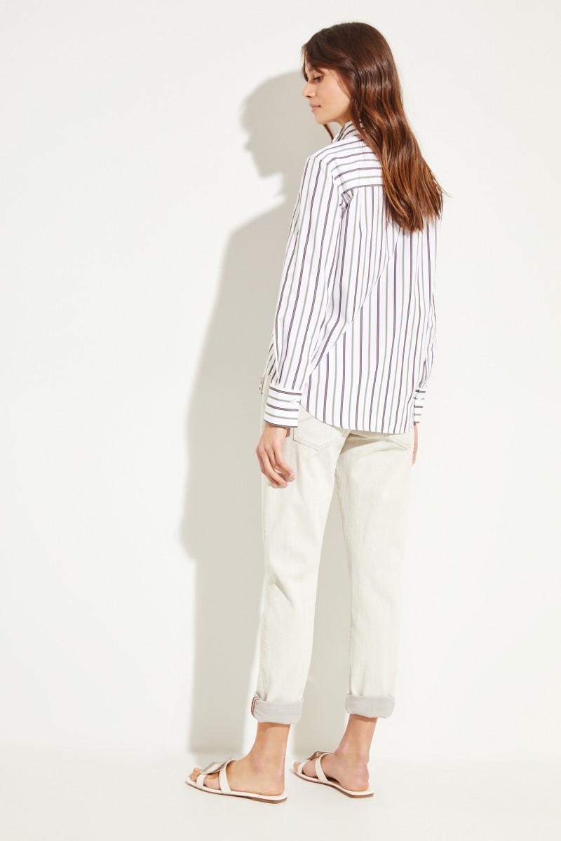 Brunello Cucinelli Gestreifte Bluse mit Perlenverzierung Multi
