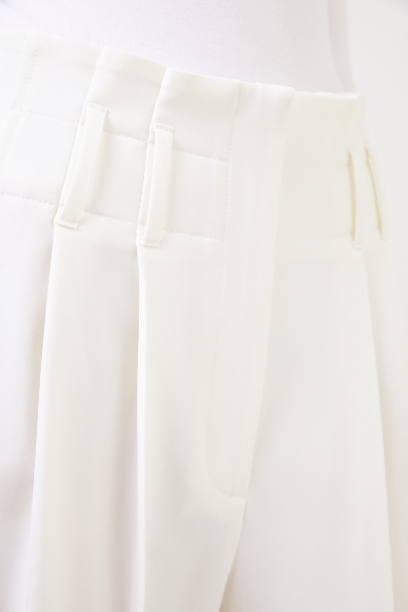 Brunello Cucinelli Woll-Bundfaltenhosen Weiß