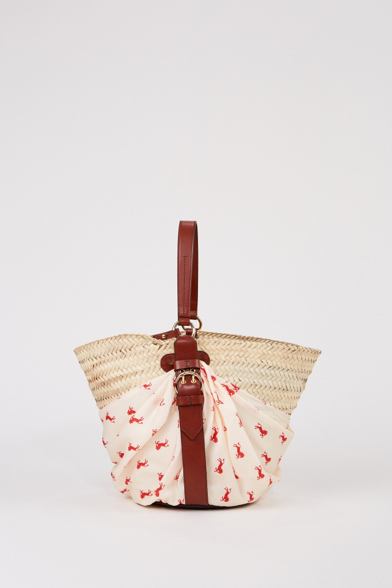 Korb-Tasche mit Tuch-Detail Multi