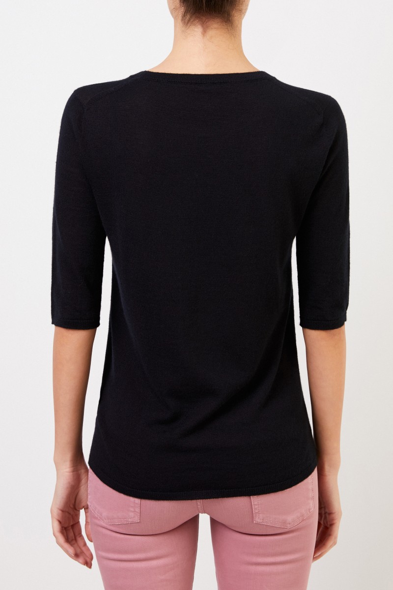 Kurzarm Cashmere-Pullover 'Lyv' Schwarz