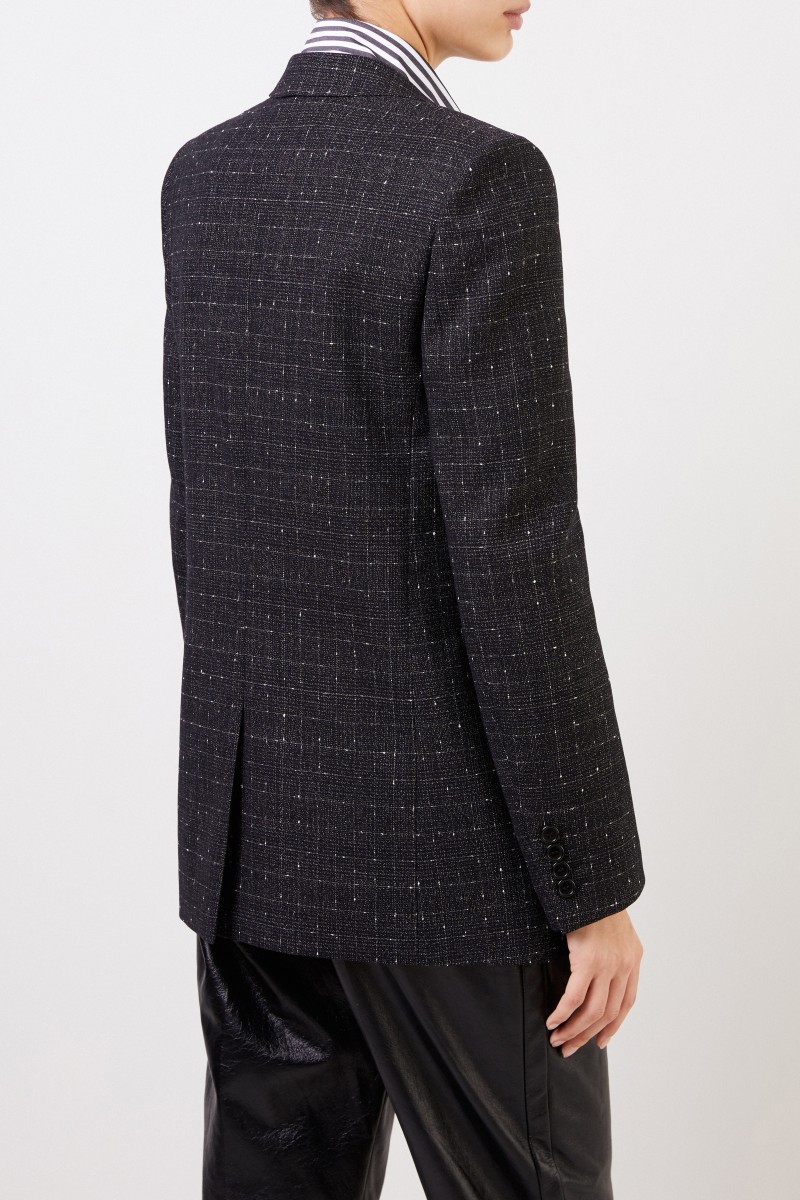 Saint Laurent Checked Wool Shell Blazer Black/Multi