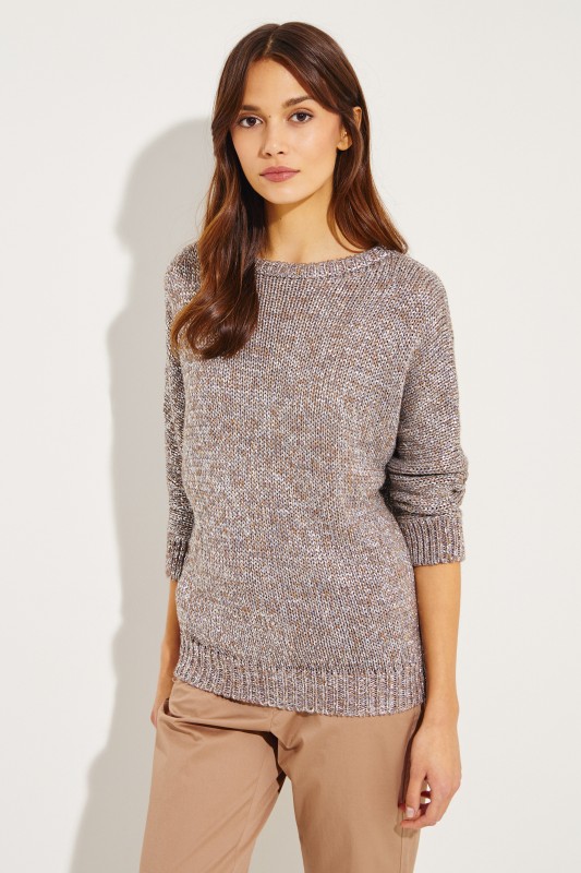 Oversize Pullover Silber/Beige