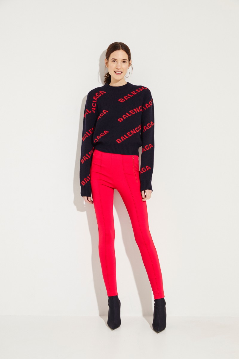 Cropped Wollpullover Schwarz/Rot