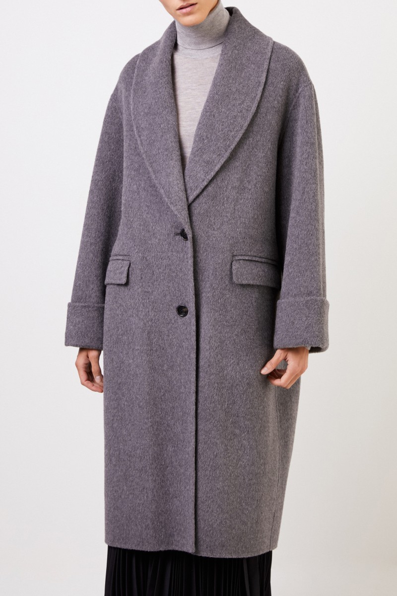 Woll-Alpaca-Mantel Grau