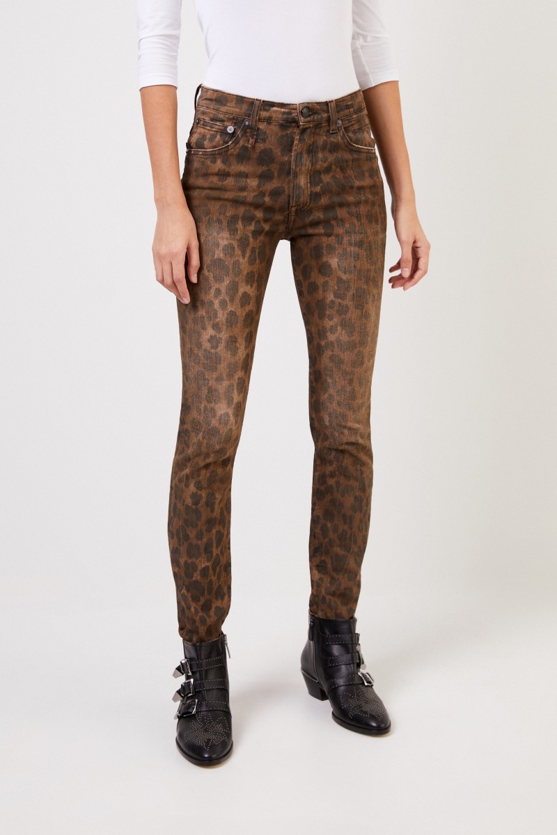 R13 Skinny Jeans 'High Rise Skinny' Leopard