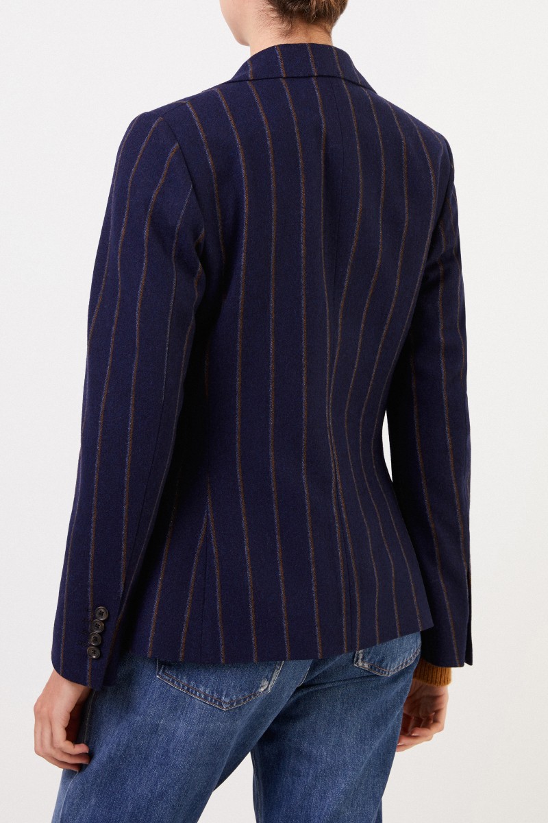 Aspesi Woll-Cashmere-Blazer mit Streifen Marineblau
