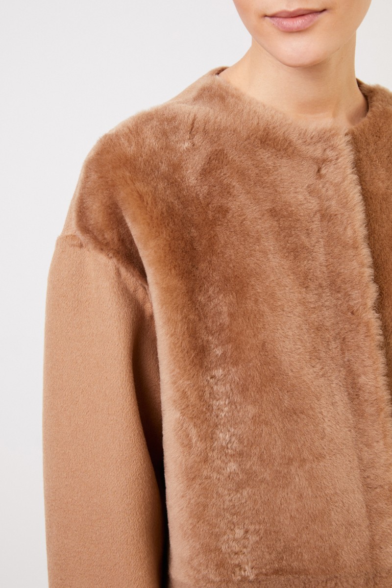 Yves Salomon Cashmere-Lammfellmantel Camel