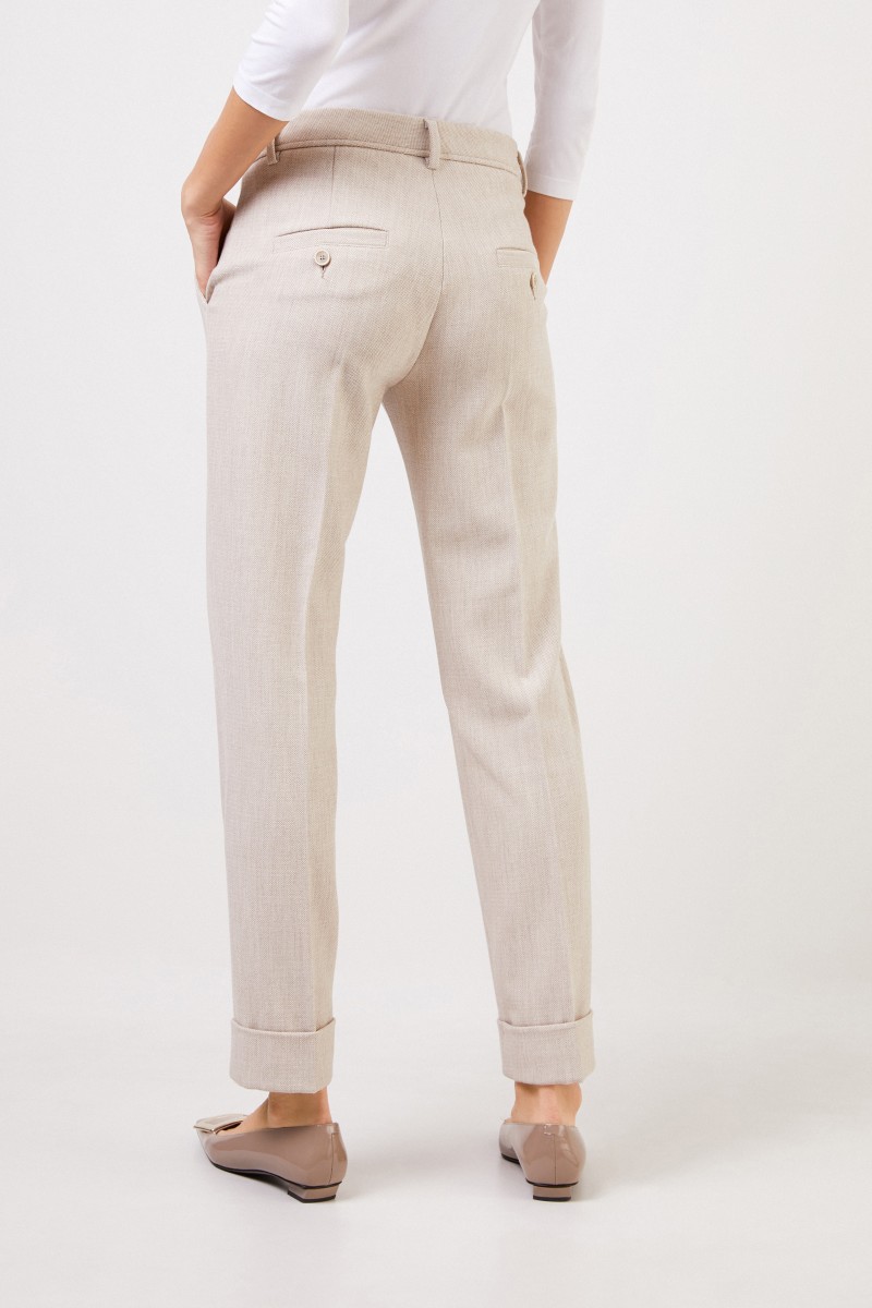 Seductive Bügelfaltenhose 'Allison' Beige Melange