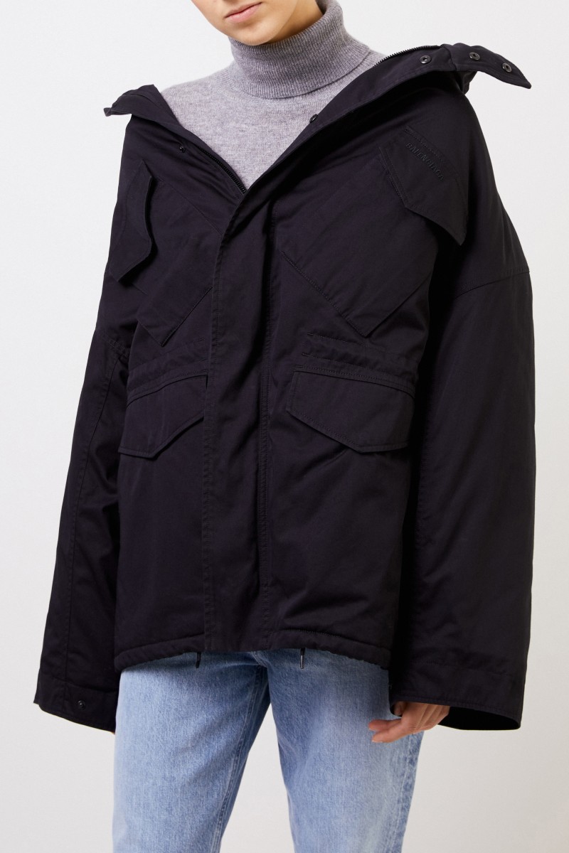 Balenciaga Swing-Jacke aus Baumwolltwill Schwarz