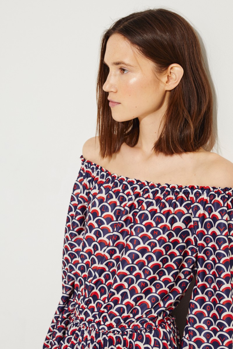 Langes Kleid mit Print Multi